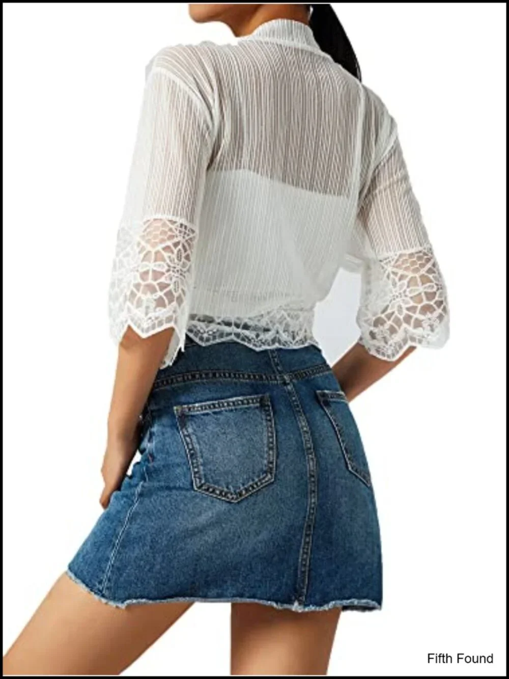 Lace Crochet Cardigan Short Sleeve Sheer Cover Up Open Front Kimono Tops